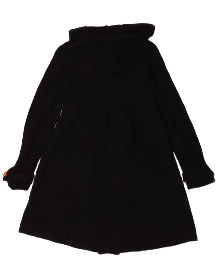 Zara Damen Kapuzen-Zweireihermantel UK 10 Small Schwarze Wolle