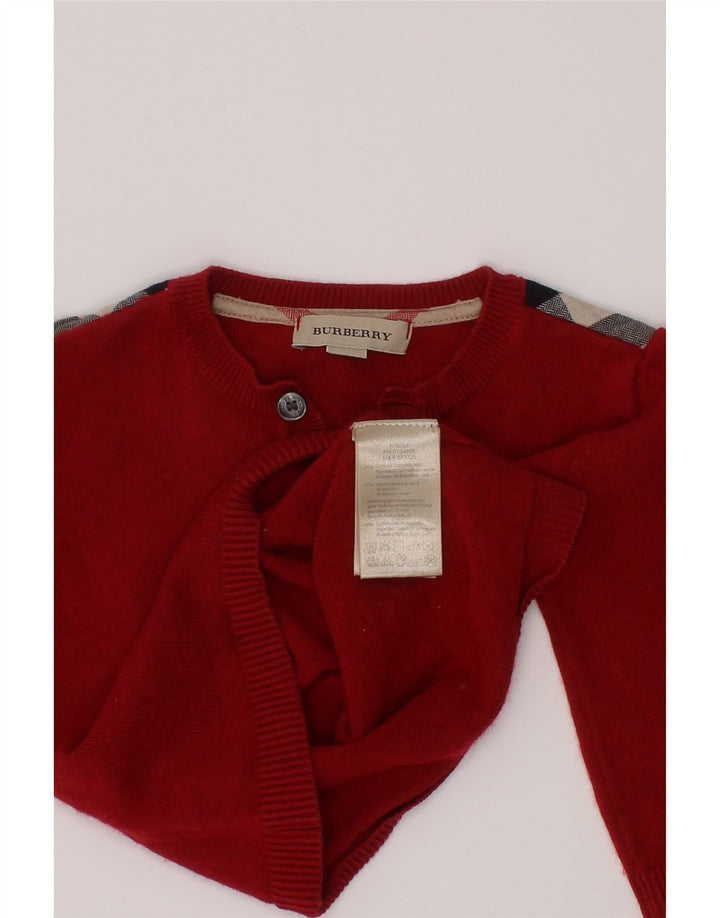 BURBERRY Baby-Jungen-Pullover mit Knopfkragen, 9–12 Monate, roter Farbblock