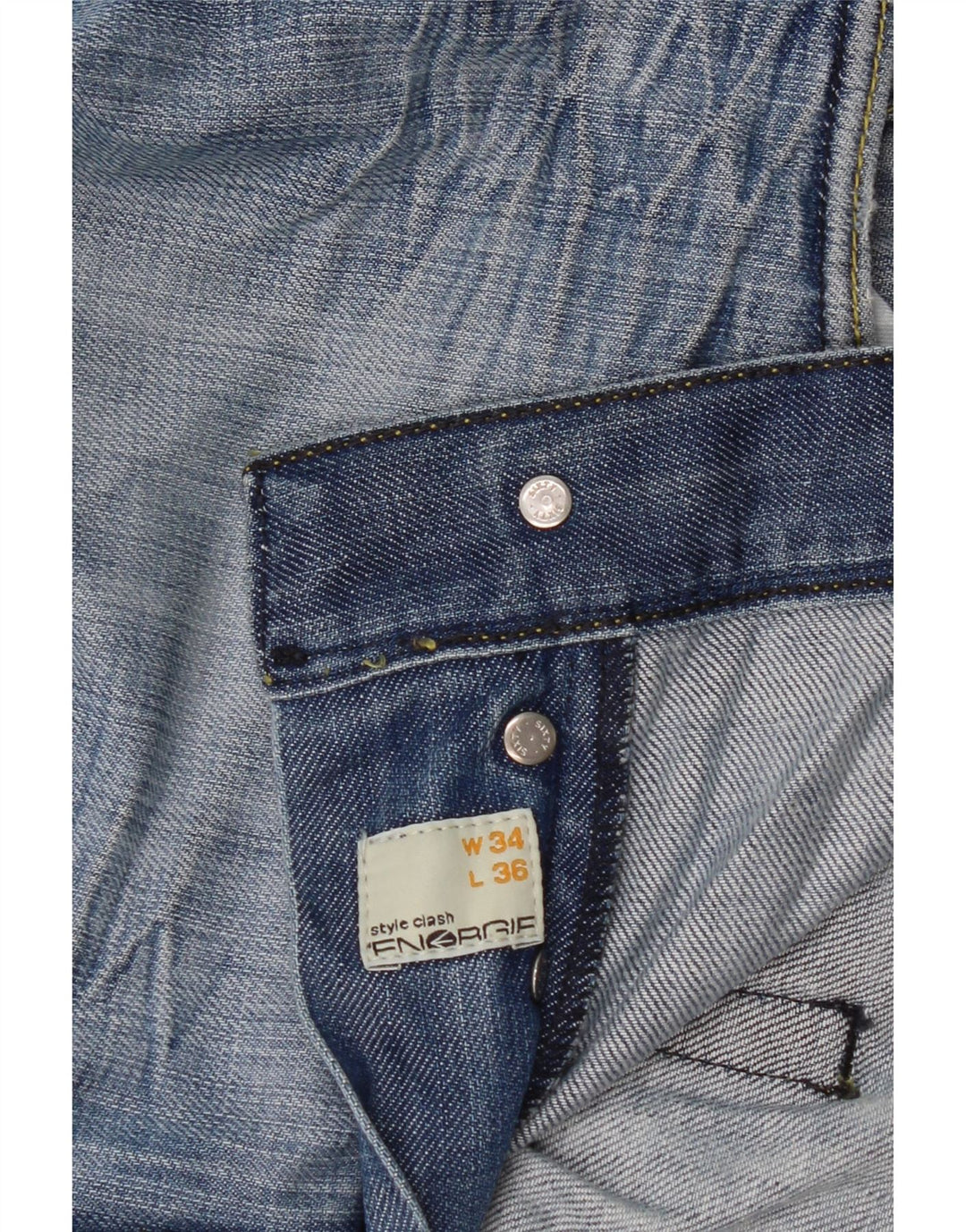 Energie Herren Distressed Straight Jeans W34 L36 Blaue Baumwolle