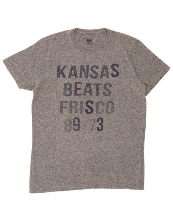 Lee Herren Slim Fit Grafik-T-Shirt-Oberteil XL aus grauer Baumwolle