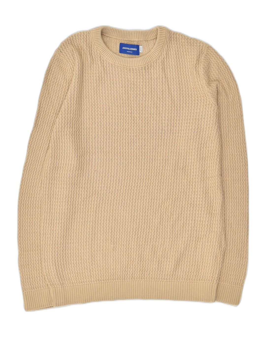 JACK & JONES Womens Crew Neck Jumper Sweater UK 14 Large Beige Acrylic | Vintage Jack & Jones | Thrift | Second-Hand Jack & Jones | Used Clothing | Messina Hembry 