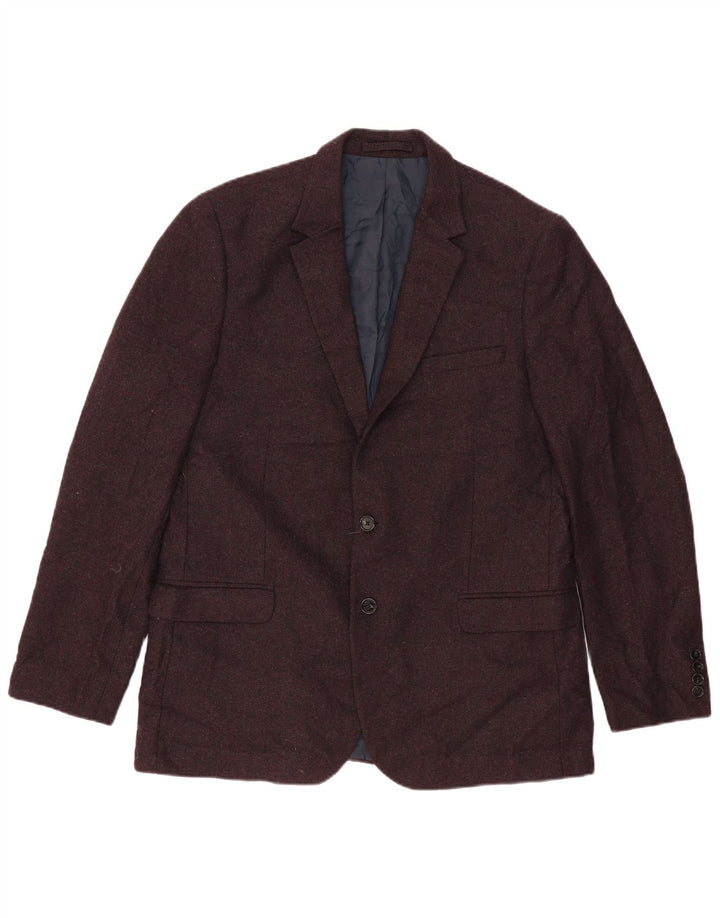 Marks & Spencer Herren-Blazer mit 2 Knöpfen, UK 44, 2XL, bordeauxrote Wolle