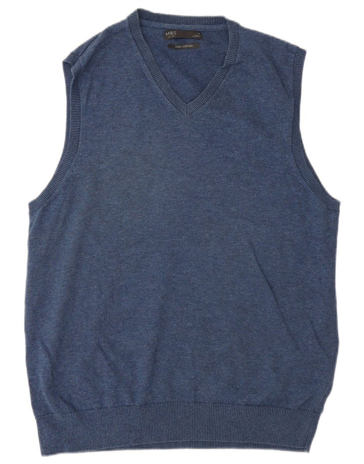 Marks & Spencer Herren-Weste-Tanktop aus mittelblauer, marineblauer Baumwolle