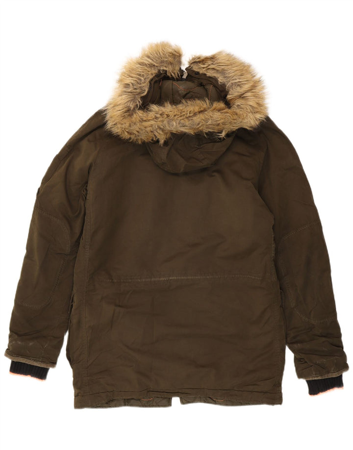 Superdry Damen Übergroße Parkajacke mit Kapuze, UK 6, XS, Khaki, Polyester
