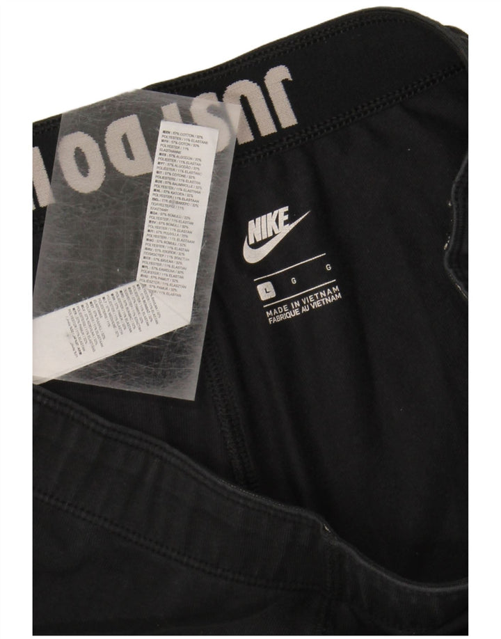 NIKE Womens Graphic Leggings UK 14 Large  Black Cotton
