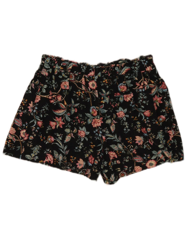Oasis Damen-Chinoshorts, UK 10, Größe S, W28, Schwarz mit Blumenmuster