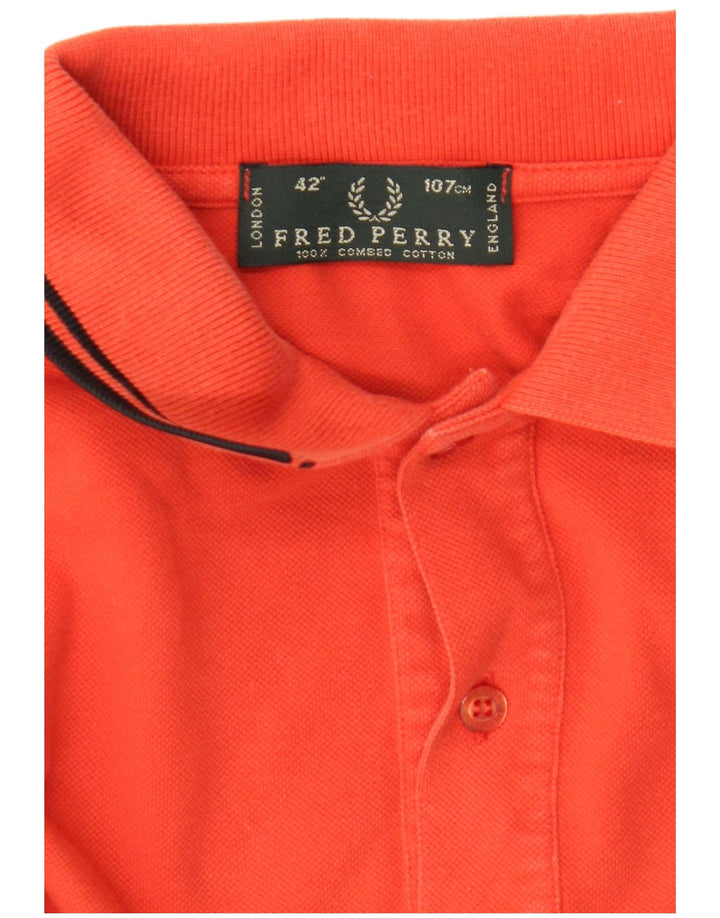 Fred Perry Herren-Langarm-Poloshirt aus mitteloranger Baumwolle