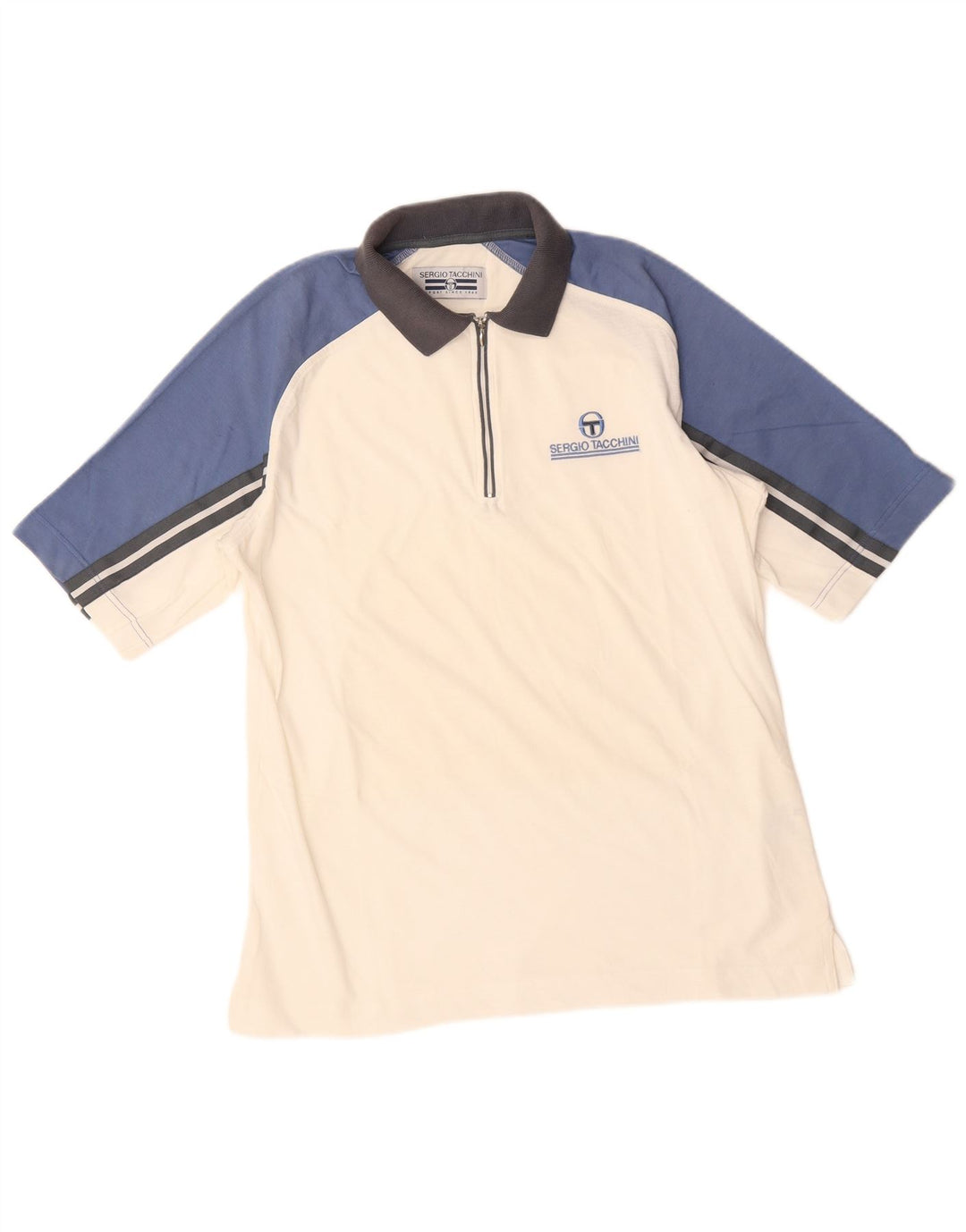 SERGIO TACCHINI Herren-Poloshirt aus mittelweißer Colourblock-Baumwolle