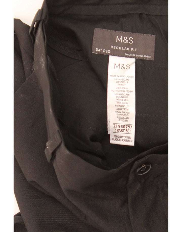Marks & Spencer Herren-Chinohose mit gerader Passform und normaler Passform, W34, L31, Schwarz