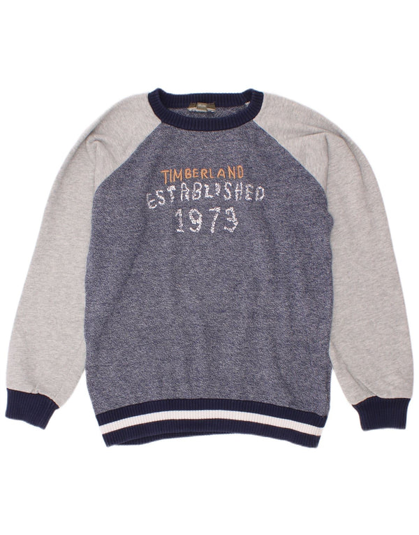 Timberland Jungen-Pullover mit Rundhalsausschnitt, 9–10 Jahre, blauer Farbblock