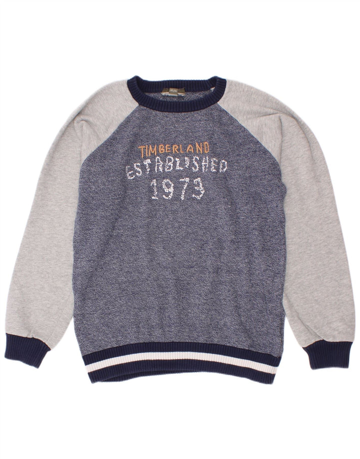 Timberland Jungen-Pullover mit Rundhalsausschnitt, 9–10 Jahre, blauer Farbblock
