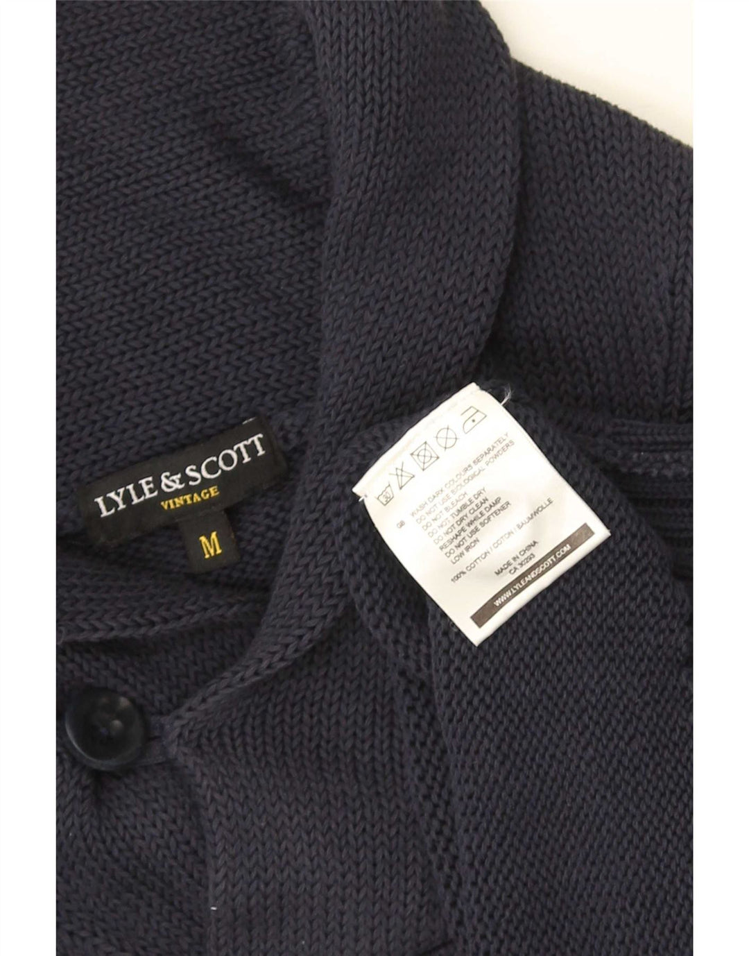 Lyle & Scott Herren-Pullover mit Schalkragen, mittelmarineblaue Baumwolle