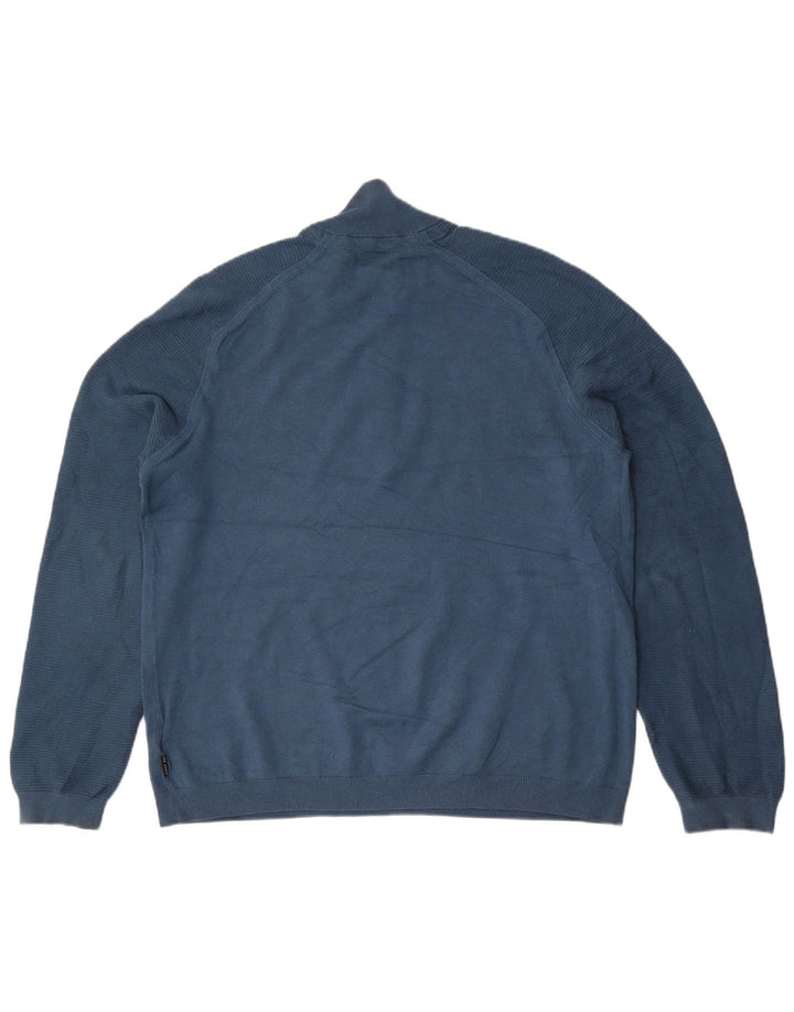 Ted Baker Herren-Pullover mit Reißverschluss am Hals, Größe 6 2XL, blaue Viskose