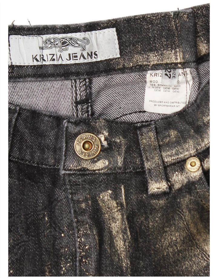 Krizia Damen Graphic Bootcut Jeans W27 L29 Marineblau Baumwolle