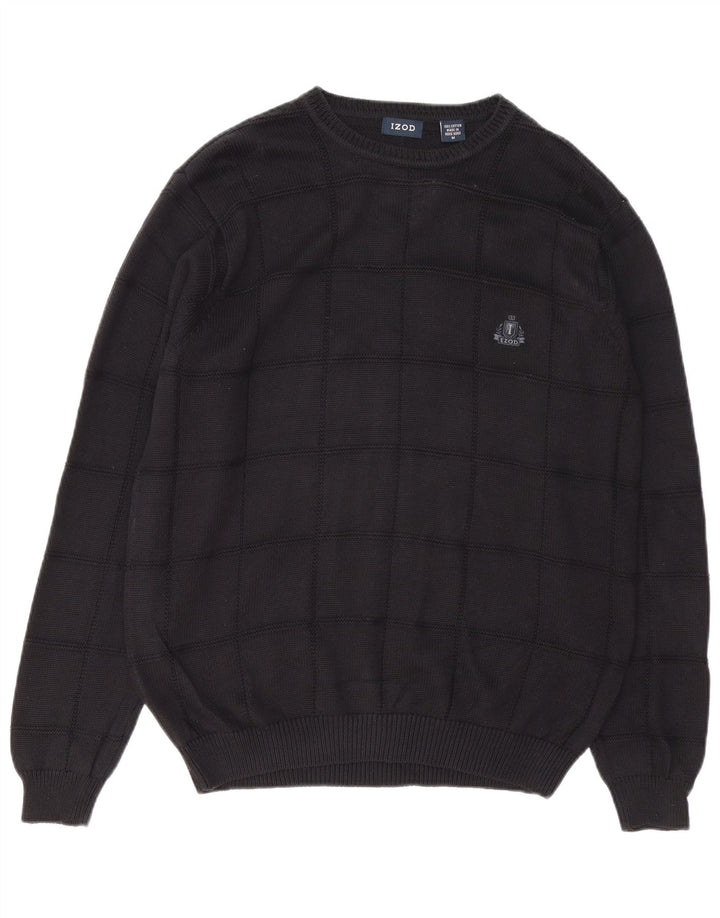 IZOD Herren-Pullover mit Rundhalsausschnitt, mittlere schwarze Baumwolle