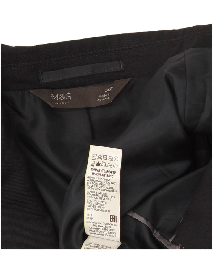 Marks & Spencer Herren-Blazer mit 2 Knöpfen, Größe S, Marineblau, Polyester, UK 36