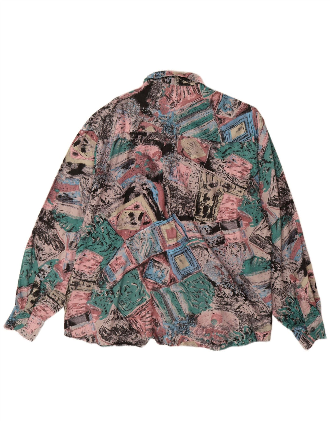 Vintage Herren Hemd mit abstraktem Muster, Größe 41/42, große bunte Viskose