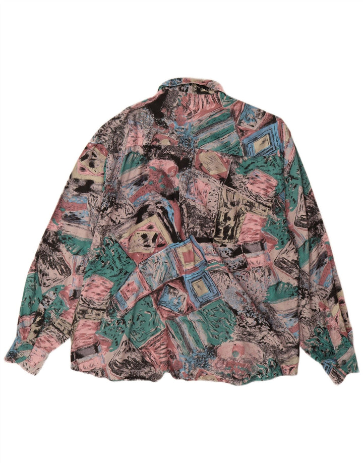 Vintage Herren Hemd mit abstraktem Muster, Größe 41/42, große bunte Viskose