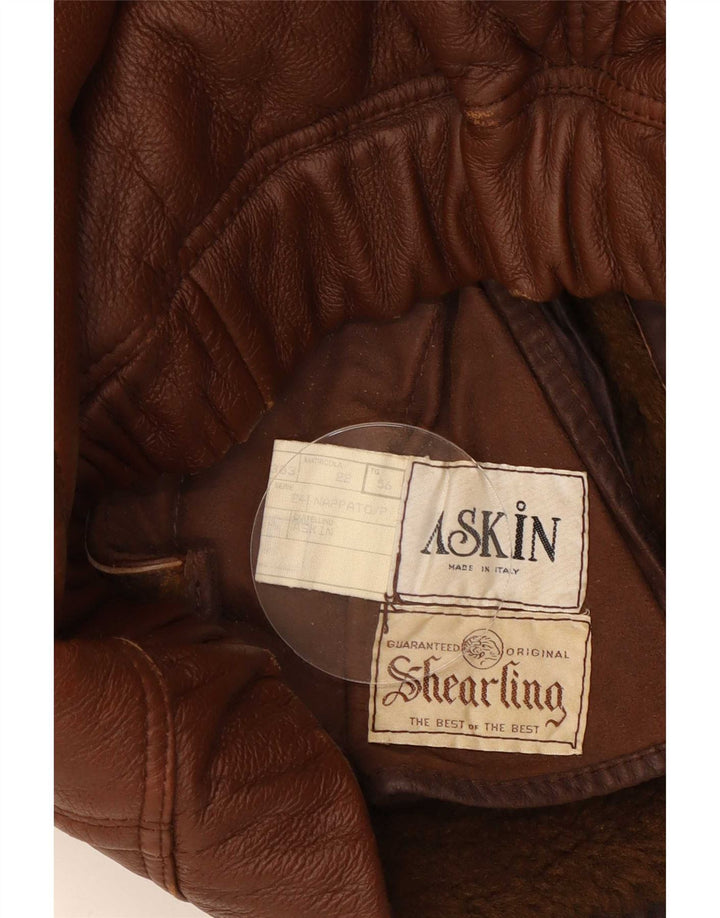 Vintage Herren Lammfelljacke IT 56 3XL Braun