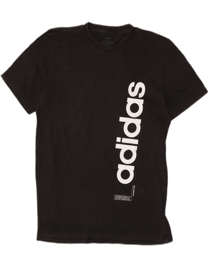 ADIDAS Mens Graphic T-Shirt Top Medium Black Cotton