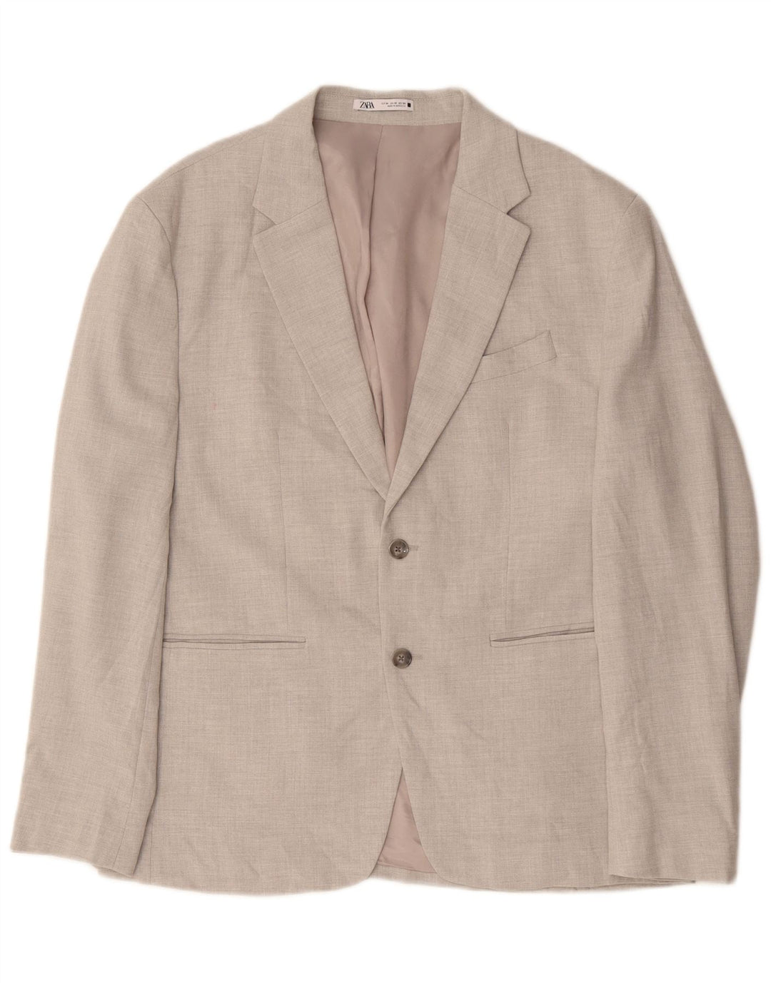ZARA Herren 2-Knopf-Blazerjacke UK 38 Mittelgraues Polyester
