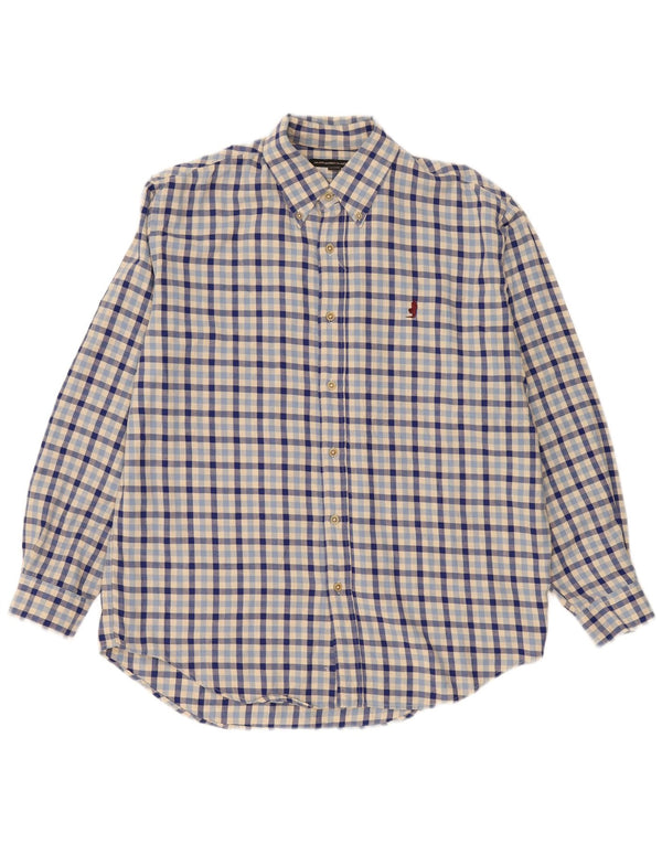 Marlboro Classics Herren-Flanellhemd, große blaue Gingham-Baumwolle