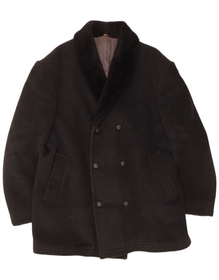 Vintage Herren Zweireihiger Mantel UK 40 Large Grau