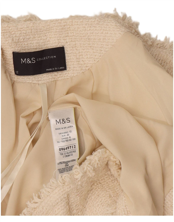 Marks & Spencer Womens Open Blazer Jacke UK 12 Medium Off White Cotton