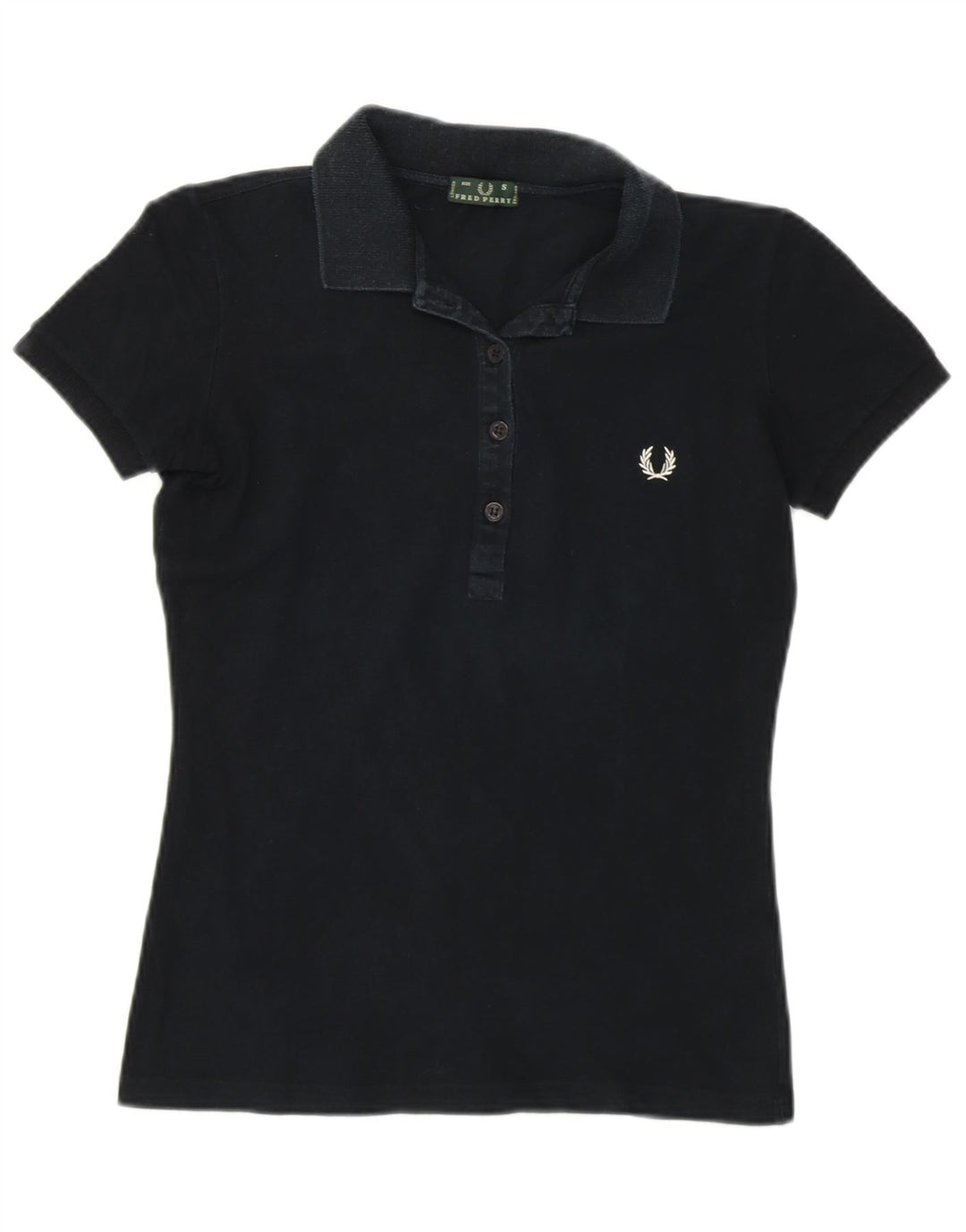 FRED PERRY Damen Poloshirt UK 8 Small Schwarz Baumwolle
