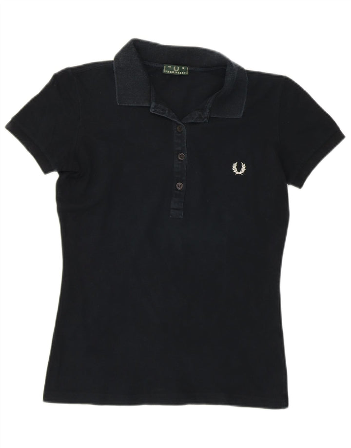 FRED PERRY Damen Poloshirt UK 8 Small Schwarz Baumwolle
