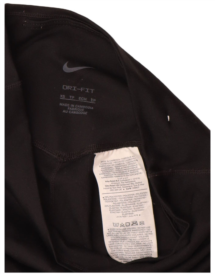 NIKE Damen Dri Fit Capri Leggings UK 4 XS Schwarz Polyester