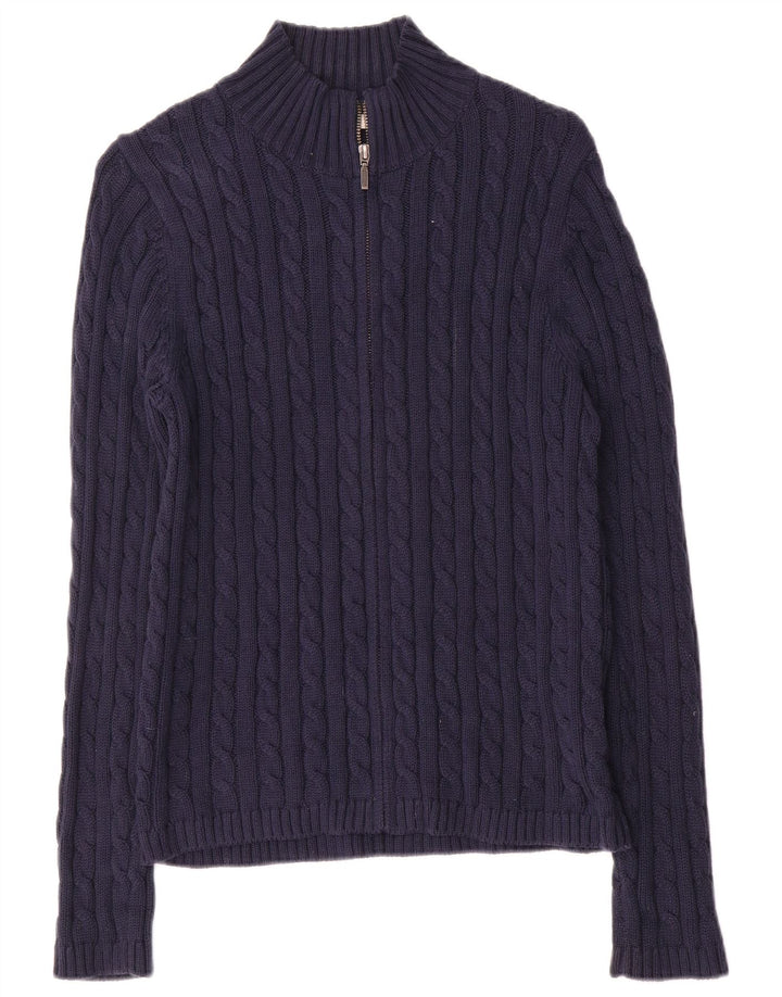 L.L.Bean Damen-Cardigan-Pullover UK 14 Mittelmarineblaue Baumwolle