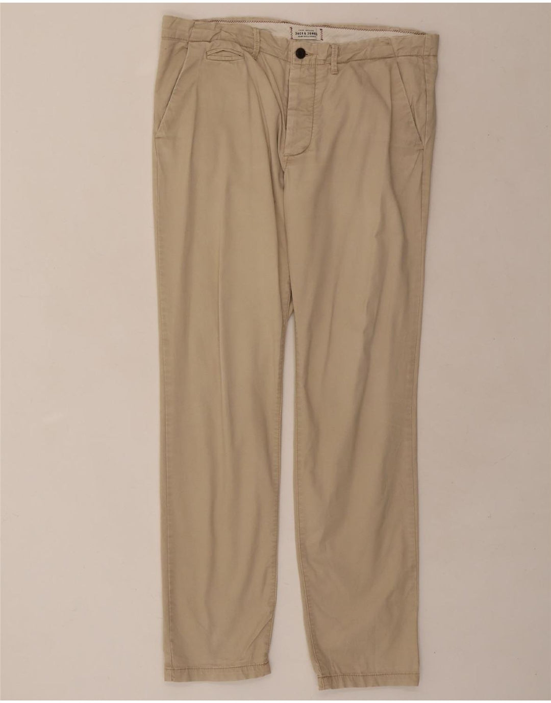 JACK & JONES Mens Straight Chino Trousers W36 L32 Beige Vintage Jack & Jones and Second-Hand Jack & Jones from Messina Hembry 