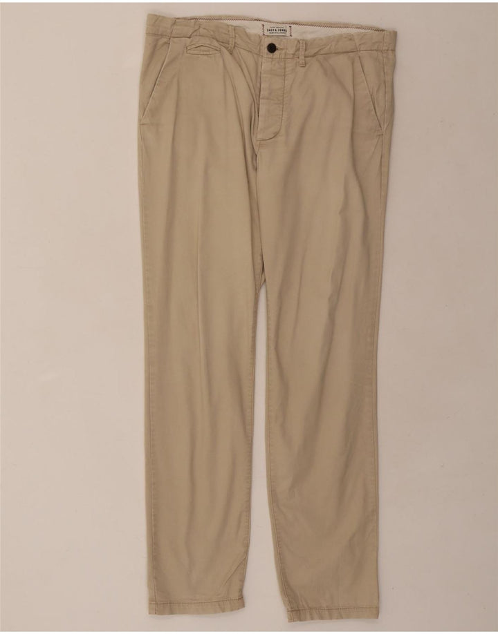 JACK & JONES Mens Straight Chino Trousers W36 L32 Beige Vintage Jack & Jones and Second-Hand Jack & Jones from Messina Hembry 