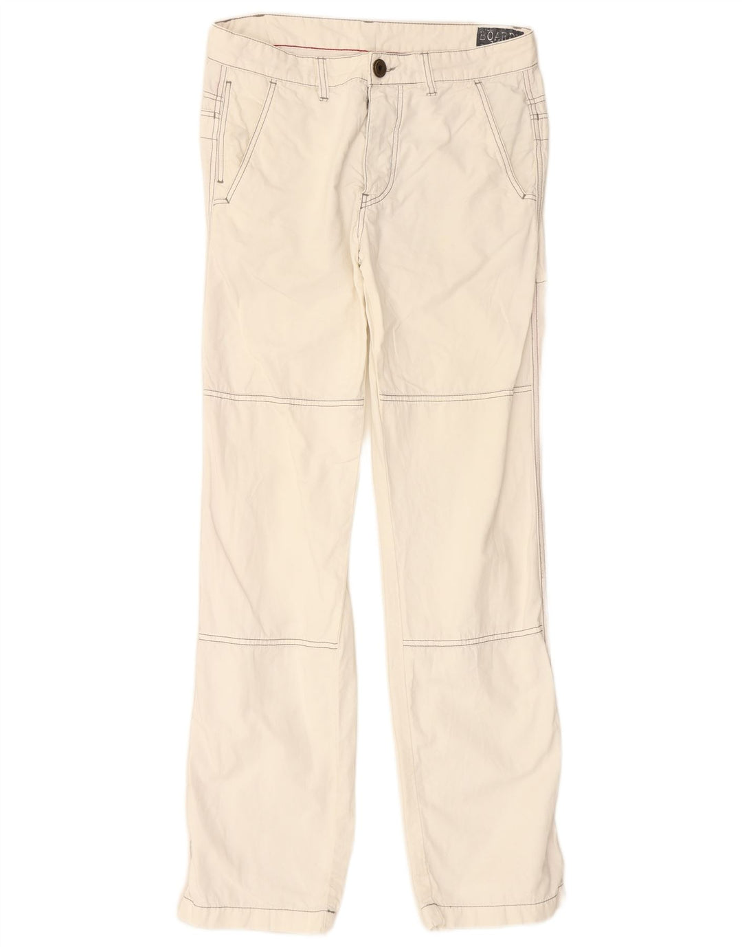 VINTAGE Herren-Hose mit gerader Passform und normaler Passform, W34, L32, gebrochenes Weiß