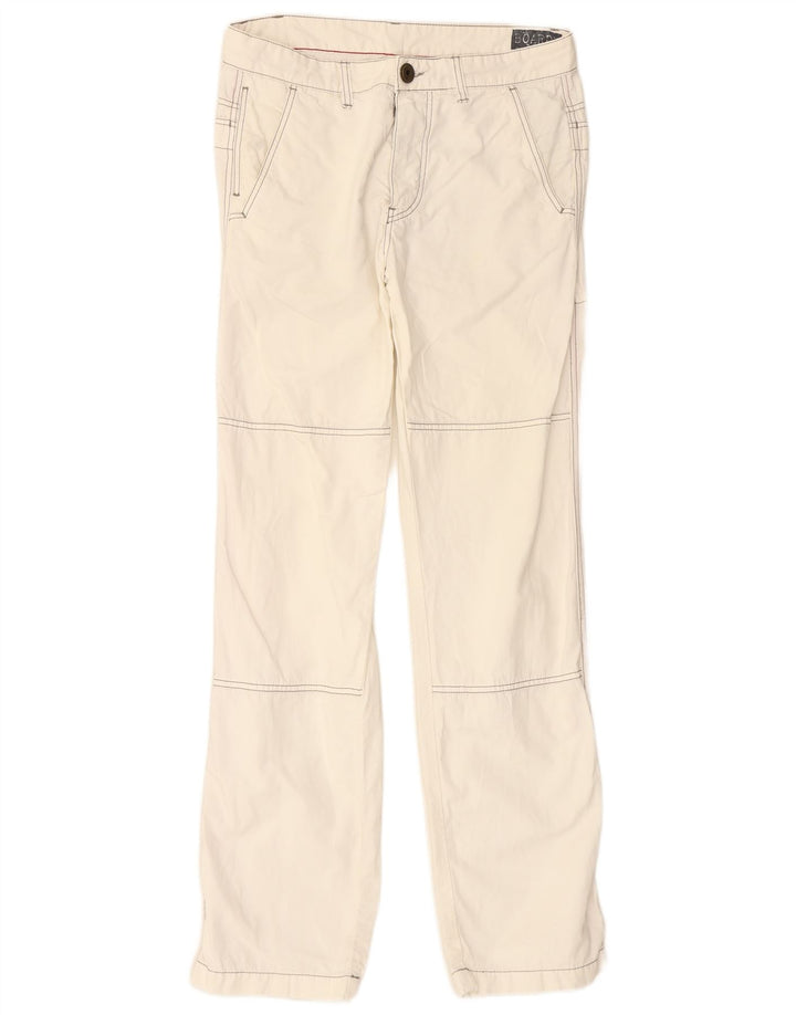 VINTAGE Herren-Hose mit gerader Passform und normaler Passform, W34, L32, gebrochenes Weiß
