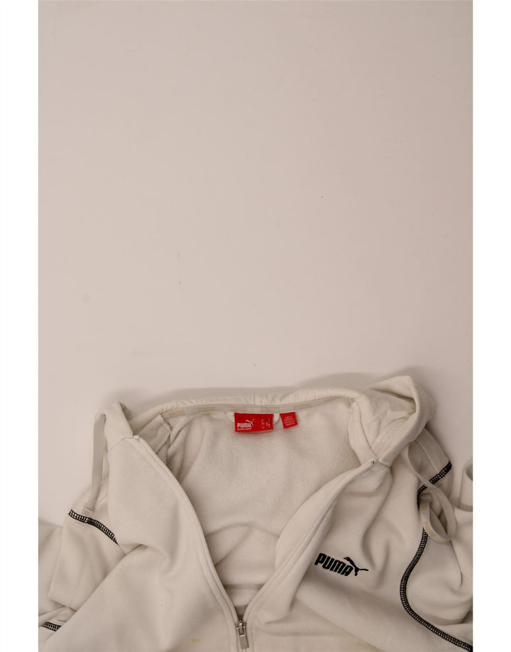 PUMA Mens Graphic Zip Hoodie Sweater Small White Vintage Puma and Second-Hand Puma from Messina Hembry 