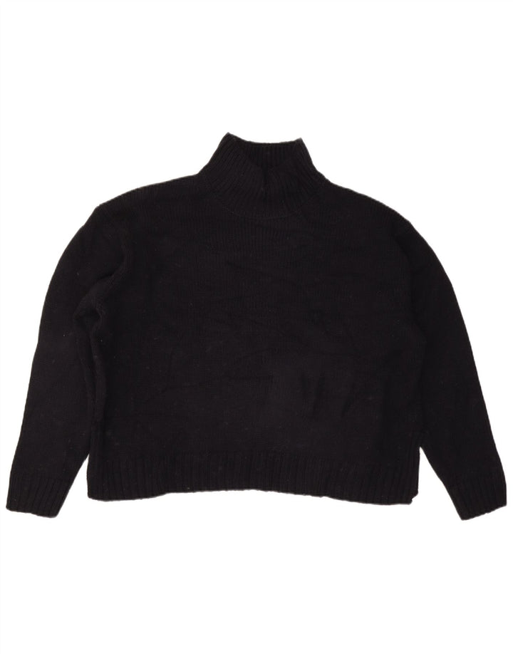 Zara Damen Crop Oversized Rollkragenpullover Pullover UK 16 Large Marineblau