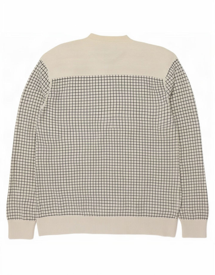 Jack & Jones Herren-Pullover mit V-Ausschnitt, XL, Baumwolle, weiß kariert