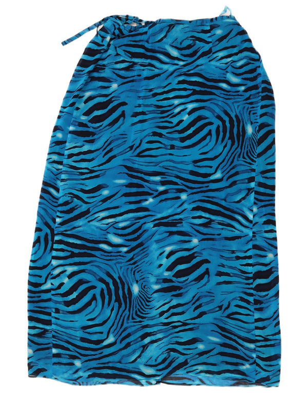 Laurel Damen Wickelrock EU 40 Medium W30 Blauer Rayon mit Animal-Print