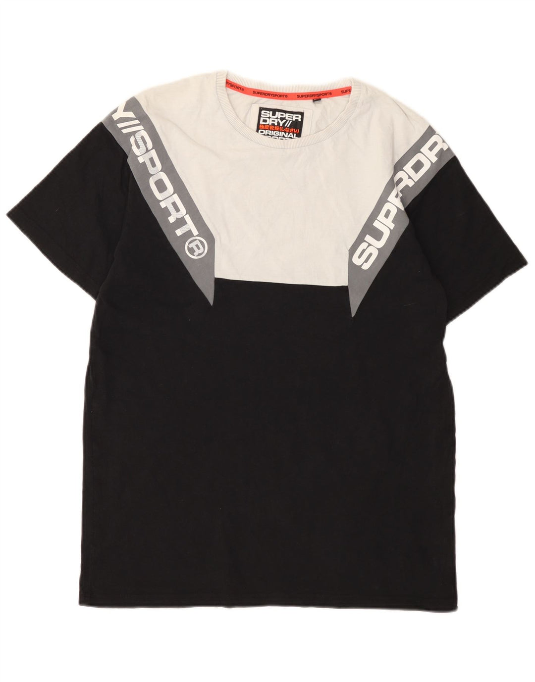 Superdry Herren Grafik-T-Shirt-Oberteil aus mittelschwarzer Colourblock-Baumwolle