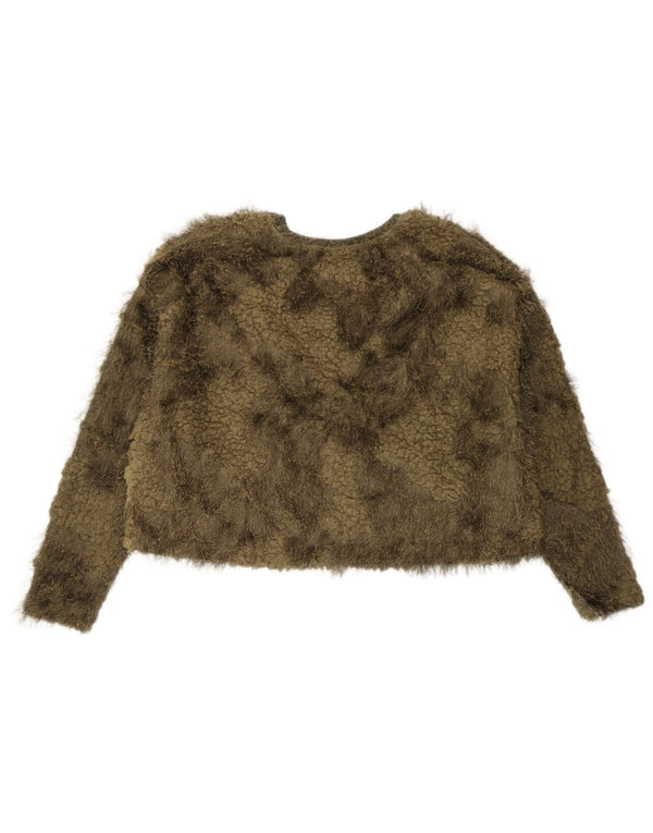 Zara Damen-Pullover, übergroß, bauchfrei, U-Boot-Ausschnitt, Gr. 10, Small Khaki
