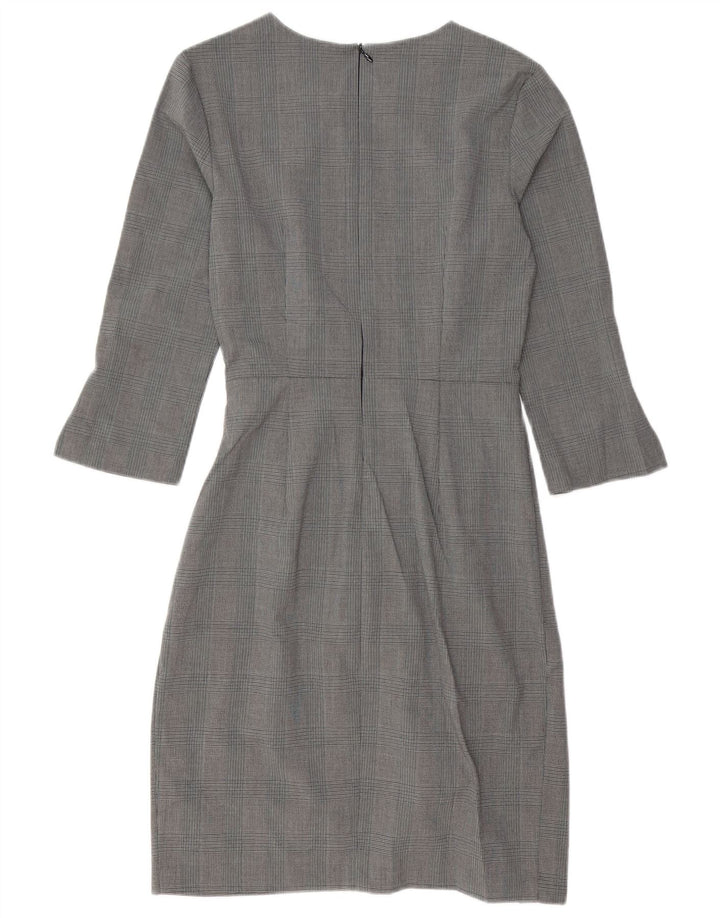 Zara Damen-Etuikleid mit 3/4-Ärmeln, Größe S, Grau, Hahnentrittmuster, Polyester