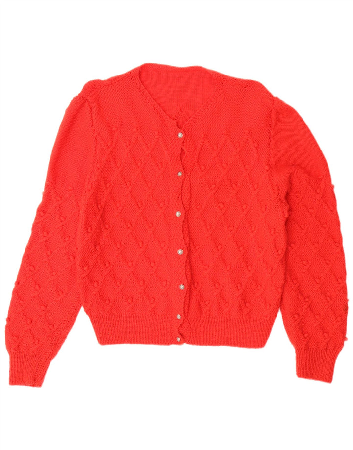 Vintage Damen Oversized Cardigan Pullover UK 16 Groß Rot