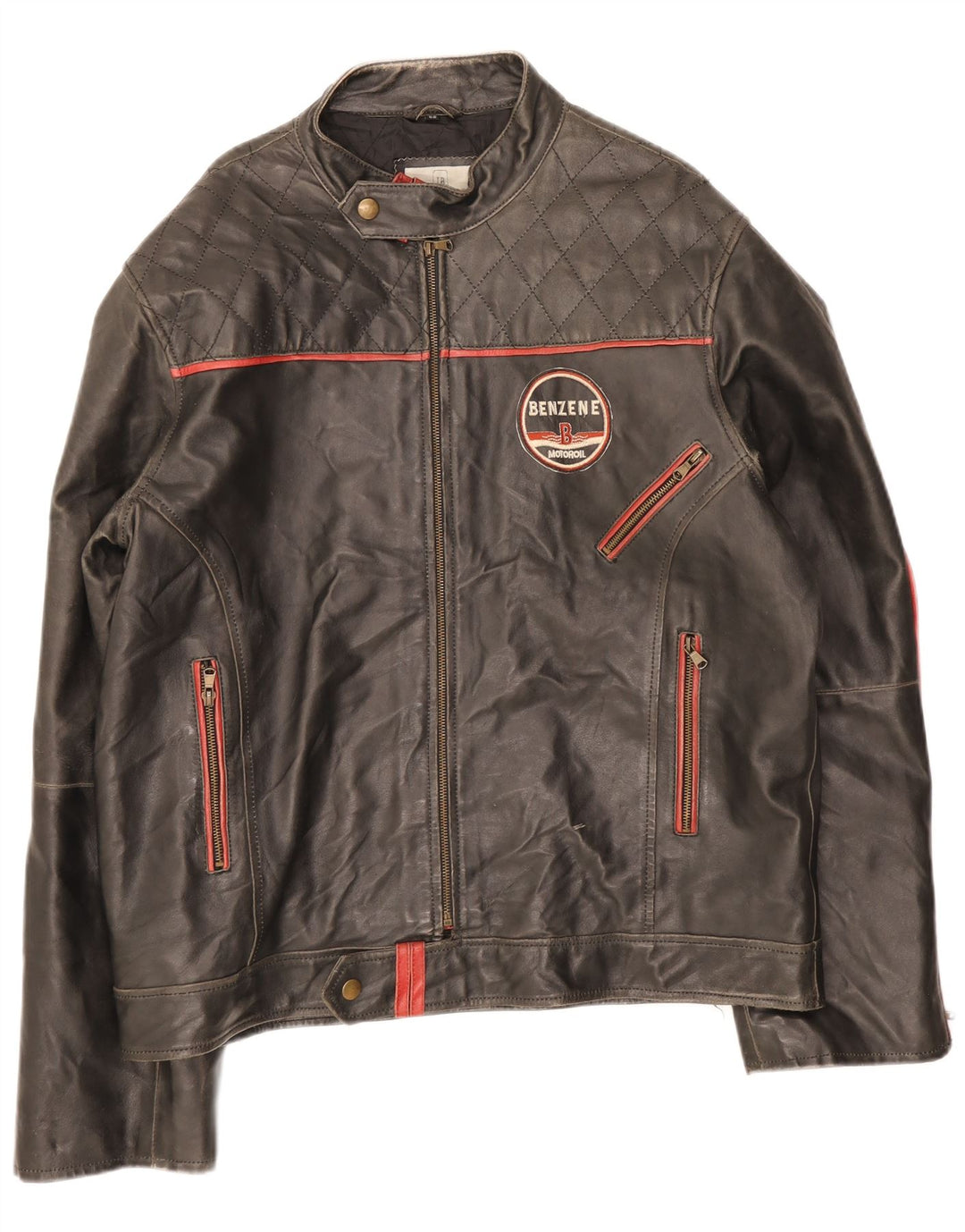 Les Boulevards Herren Moto Racer Lederjacke UK 40 Large Schwarz