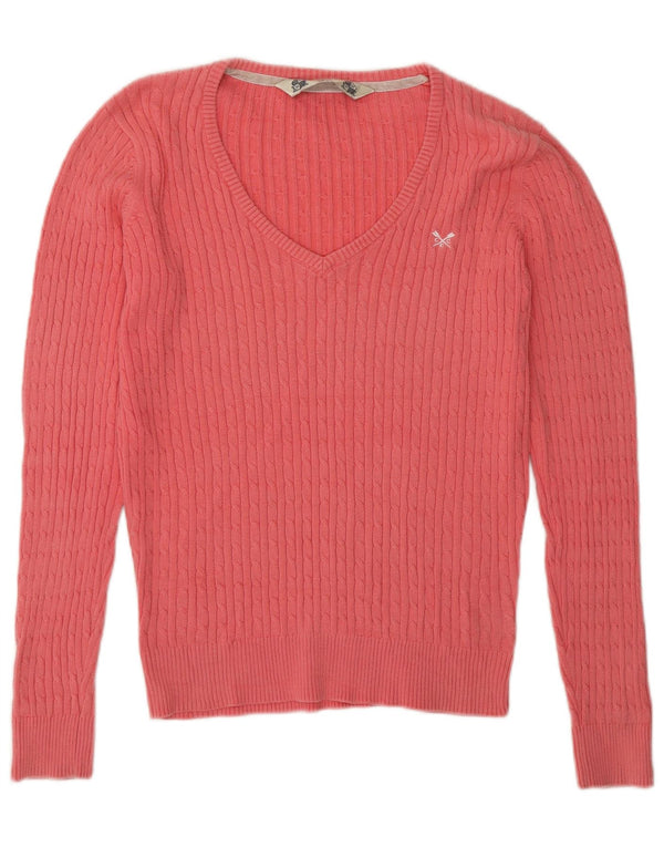 Crew Clothing Damen-Pullover mit V-Ausschnitt, UK 12, mittelrosa, Baumwolle