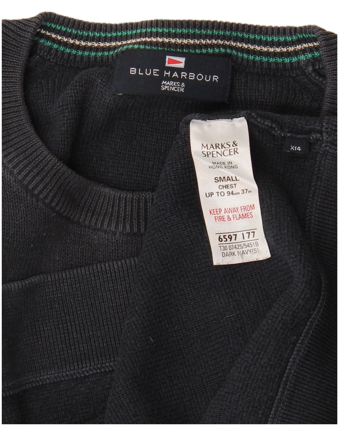 MARKS & SPENCER Herren-Sweatshirt „Blue Harbour“, Größe S, marineblaue Baumwolle