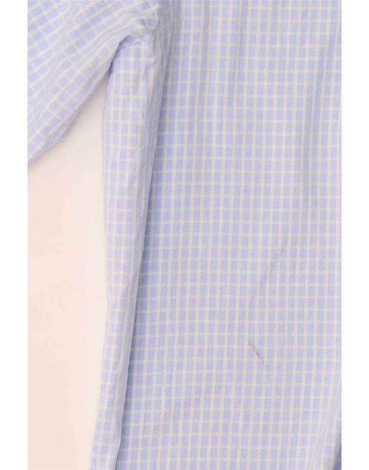 Chaps Herren-Stretch-Hemd mit normaler Passform, Größe 18 2XL, blaue Gingham-Baumwolle