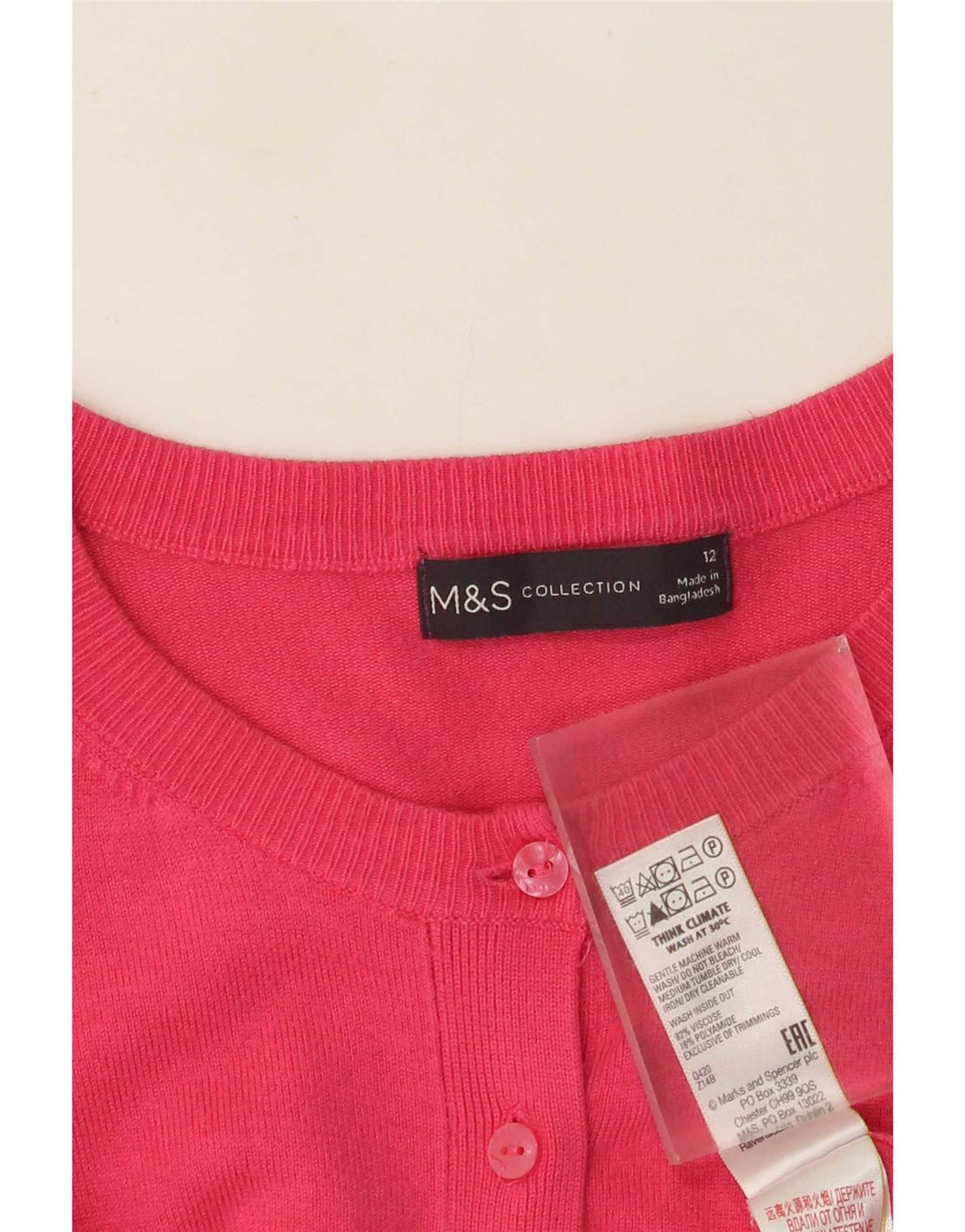 Marks & Spencer Damen-Cardigan-Pullover UK 12 Mittelrosa Viskose