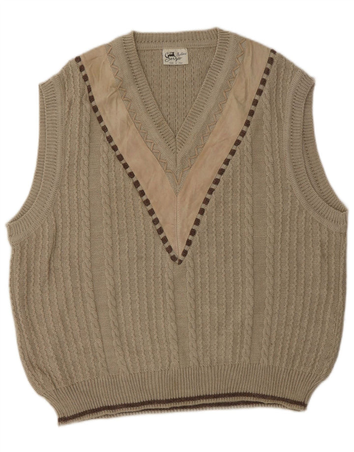 SERGIO BARBIERI Herren Weste Tank Top IT 50 Mittelbeige Wolle